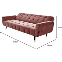 Raj Furniture 2 in 1 Upholstered Flip Sofa Bed, Dark Pink