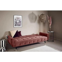 Raj Furniture 2 in 1 Upholstered Flip Sofa Bed, Dark Pink