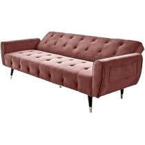Raj Furniture 2 in 1 Upholstered Flip Sofa Bed, Dark Pink