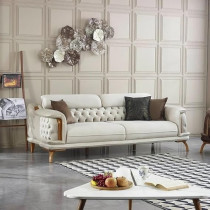 Raj Furniture Soft Chesterfield Luxury Living Room Sofa, Cream