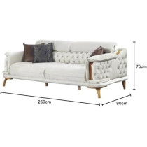 Raj Furniture Soft Chesterfield Luxury Living Room Sofa, Cream