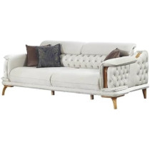 Raj Furniture Soft Chesterfield Luxury Living Room Sofa, Cream
