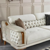 Raj Furniture Soft Chesterfield Luxury Living Room Sofa, Cream