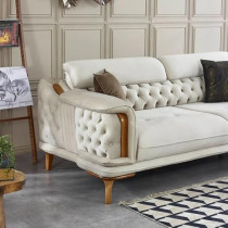 Raj Furniture Soft Chesterfield Luxury Living Room Sofa, Cream