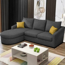 Raj Furniture EleganceEdge 4-Seater Sofa Set For Living Room (LHS), Black