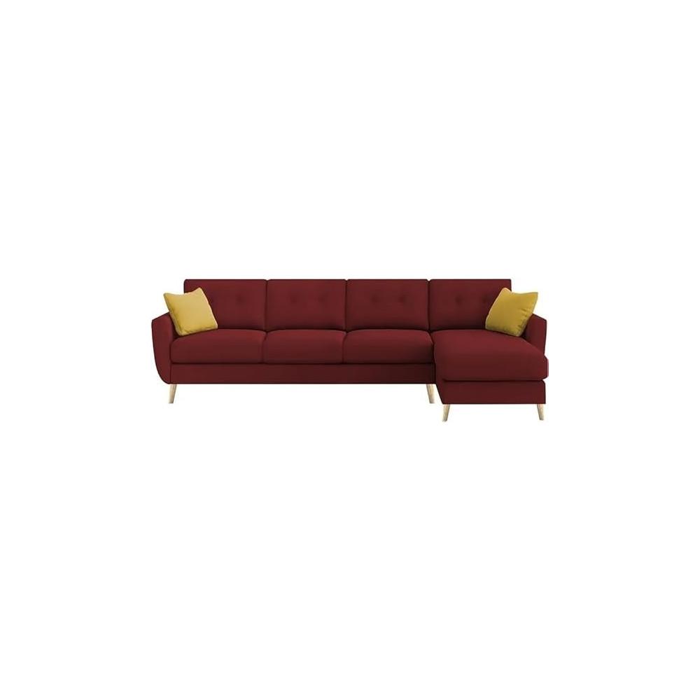 Ripple Furniture Luxury 6 Seater L Shape Sofa Set For Living Room In Premium Fabric RHS, Maroon