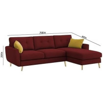 Raj Furniture Royal Azure Elegance 4 Seater L-Shaped Living Room Sofa in Plush Velvet Fabric RHS, Maroon Fabric