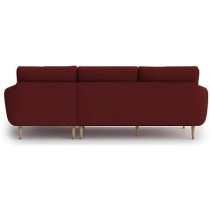 Raj Furniture Royal Azure Elegance 4 Seater L-Shaped Living Room Sofa in Plush Velvet Fabric RHS, Maroon Fabric