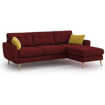 Raj Furniture Royal Azure Elegance 4 Seater L-Shaped Living Room Sofa in Plush Velvet Fabric RHS, Maroon Fabric