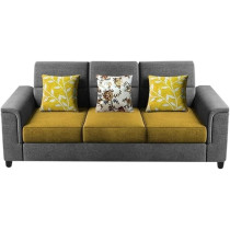 Raj Furniture Elegant 3 Seater Sofa Set for Living Room, Yellow Grey