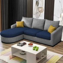Raj Furniture EleganceEdge 4-Seater Sofa Set for Living Room (LHS), Blue Grey