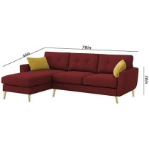 Raj Furniture Royal Azure Elegance 4 Seater L-Shaped Living Room Sofa in Plush Velvet Fabric LHS, Maroon