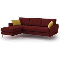 Raj Furniture Royal Azure Elegance 4 Seater L-Shaped Living Room Sofa in Plush Velvet Fabric LHS, Maroon