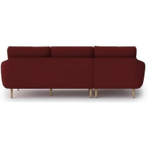 Raj Furniture Royal Azure Elegance 4 Seater L-Shaped Living Room Sofa in Plush Velvet Fabric LHS, Maroon