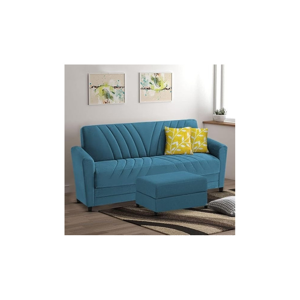 Ripple Furniture Elegance Essence 3 Seater Sofa Set with Ottoman, Turquise
