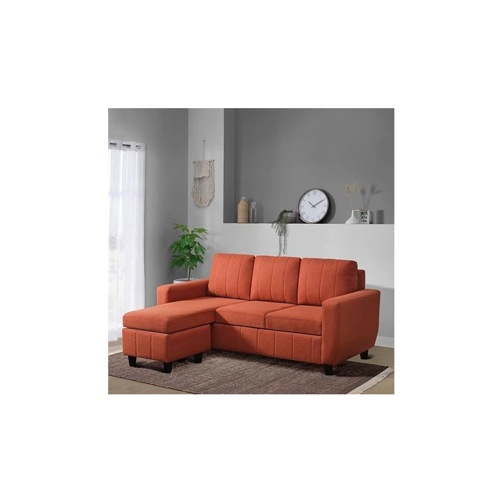 Raj Furniture Modern Fabric Sofa Interchangeable Sectional Sofa, Ember Orange