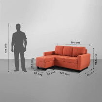 Raj Furniture Modern Fabric Sofa Interchangeable Sectional Sofa, Ember Orange