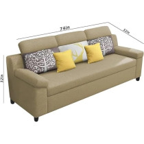 Raj Furniture Luxury 3 Seater Sofa For Living Room In Premium Fabric, Cream