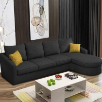 Raj Furniture Sumptuous Serenity The Round Lounger L-Shape 6 Seater Sofa Set For Your Living Room (RHS), Black