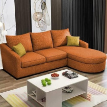 Raj Furniture EleganceEdge 4-Seater Sofa Set for Living Room, Orange