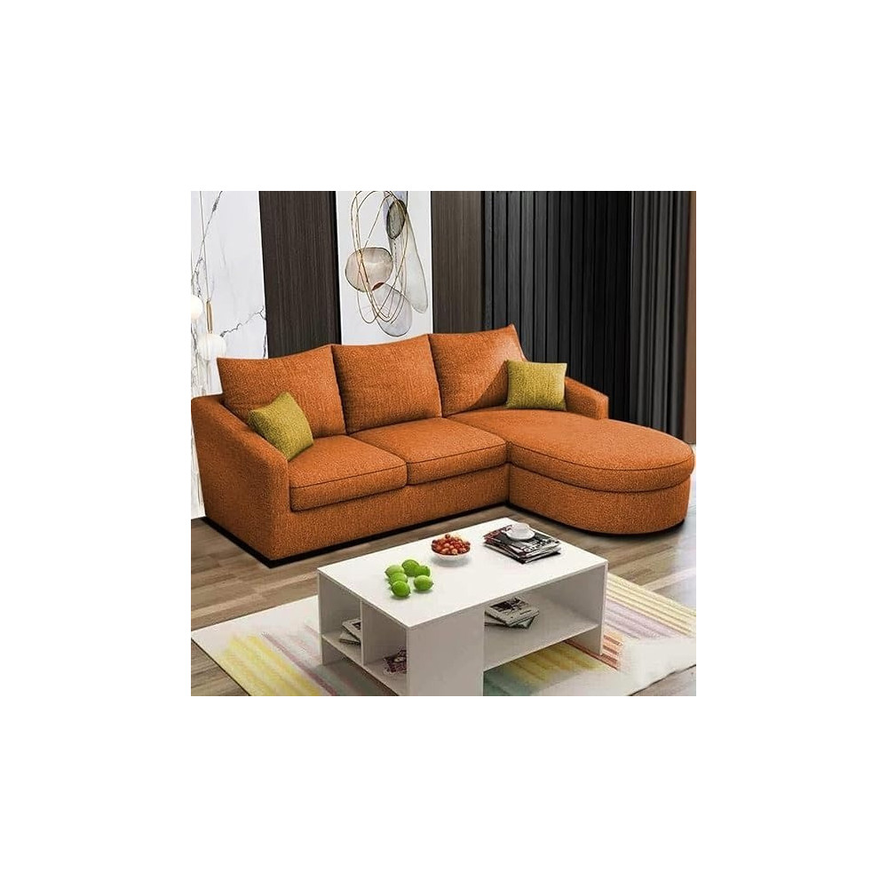 Raj Furniture EleganceEdge 4-Seater Sofa Set for Living Room, Orange