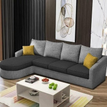 Ripple Furniture Sumptuous Serenity: The Round Lounger L-Shape 6 Seater Sofa Set for Your Living Room (LHS), Black Grey