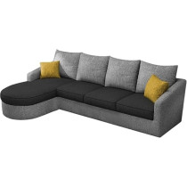 Ripple Furniture Sumptuous Serenity: The Round Lounger L-Shape 6 Seater Sofa Set for Your Living Room (LHS), Black Grey