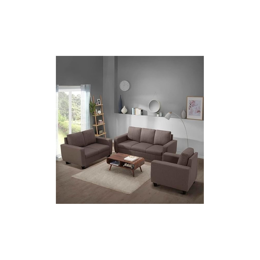 Raj Furniture Modern Fabric Sofa 3+2+1 Seater, Pebble Brown