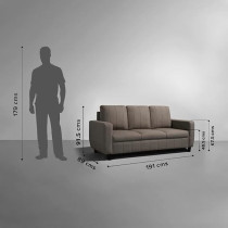 Raj Furniture Modern Fabric Sofa 3+2+1 Seater, Pebble Brown
