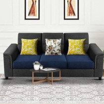 Raj Furniture Elegant 3 Seater Sofa Set for Living Room, Black Blue