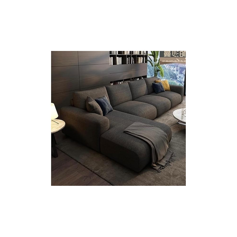 Ripple Furniture Luxury Modern Sofa Couch With Chaise Lounge, Living Room, Bedroom, Dining Room, Office, Guestroom, Charcoal Grey, Right
