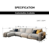 Ripple Furniture Luxury Modern Sofa Couch With Chaise Lounge, Living Room, Bedroom, Dining Room, Office, Guestroom, Charcoal Grey, Right