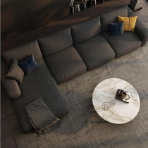 Ripple Furniture Luxury Modern Sofa Couch With Chaise Lounge, Living Room, Bedroom, Dining Room, Office, Guestroom, Charcoal Grey, Right