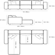 Ripple Furniture L-Shape Modern Style Luxury Home Couch Right, Torqouise