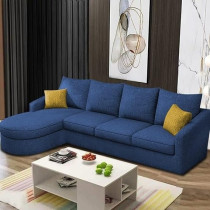 Ripple Furniture Sumptuous Serenity The Round Lounger L-Shape 6 Seater Sofa Set for Your Living Room (LHS), Blue