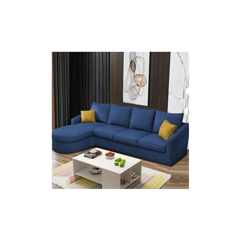 Ripple Furniture Sumptuous Serenity The Round Lounger L-Shape 6 Seater Sofa Set for Your Living Room (LHS), Blue