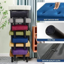 Raj Furniture Small Footstool Ottoman, Velvet Soft Footrest Ottoman With Wood Legs, Sofa Footrest Extra Seating For Living Room Entryway Office, Blue
