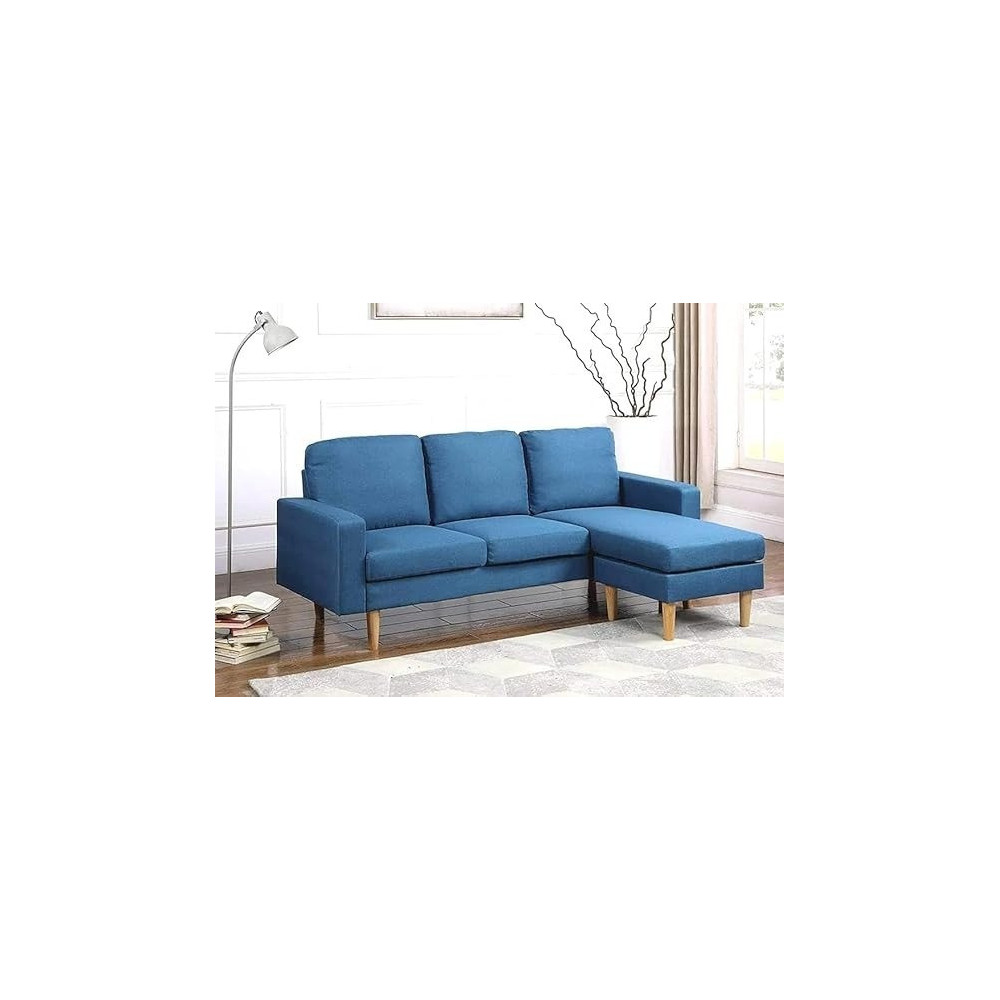 Raj Furniture L Shaped Modern Sectional Sofa, Royal Blue