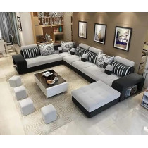 Ripple Furniture Apartment And Living Room Luxury Corner Sofa Set, Black/White