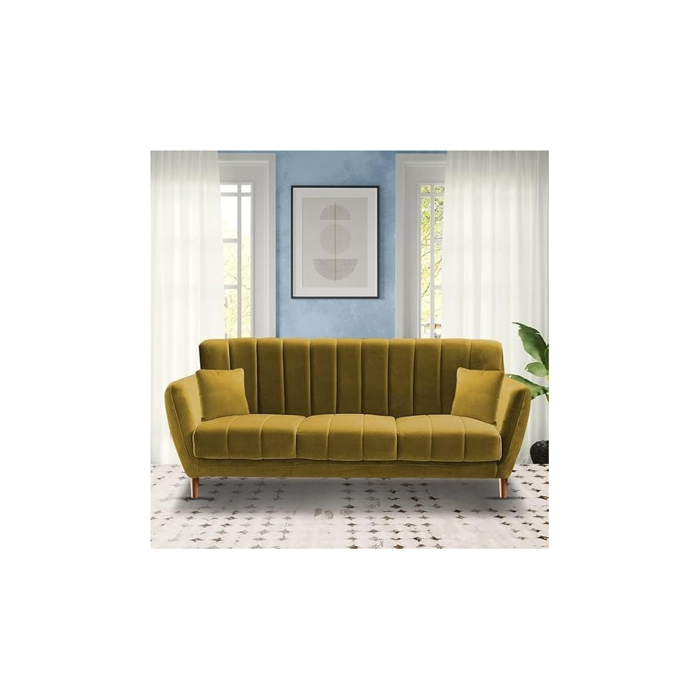 Raj Furniture 3 Seater Sofa Set for Living Room, Yellow