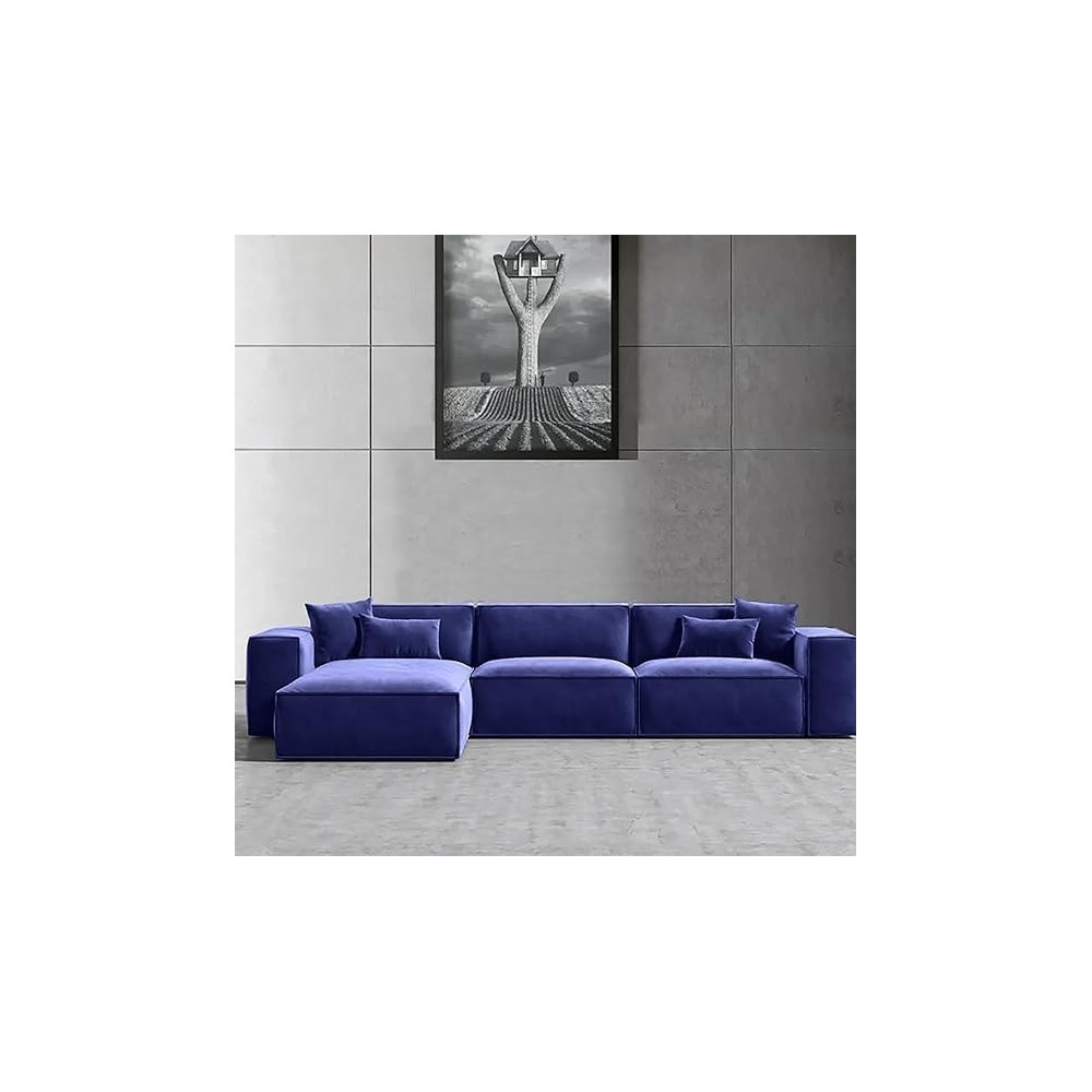 Ripple Furniture L-Shape Modern Style Luxury Home Couch Right, Purple