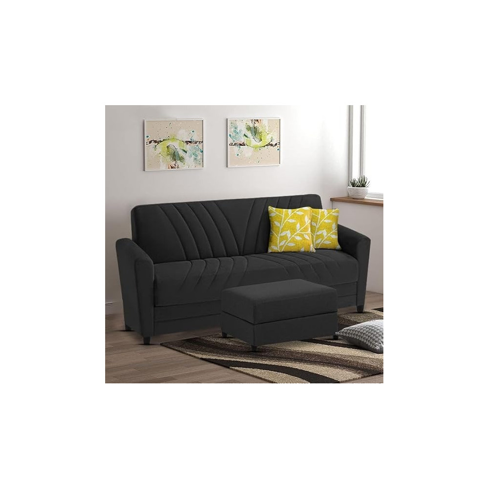 Ripple Furniture Elegance Essence 3 Seater Sofa Set with Ottoman, Black