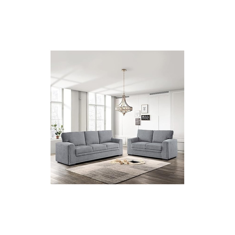 Raj Furniture Lexicon Winona 2-Piece Living Room Set, Grey