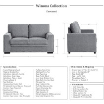 Raj Furniture Lexicon Winona 2-Piece Living Room Set, Grey