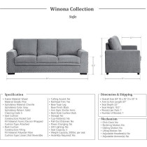 Raj Furniture Lexicon Winona 2-Piece Living Room Set, Grey