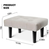 Raj Furniture Small Footstool Ottoman, Velvet Soft Footrest Ottoman With Wood Legs, Sofa Footrest Extra Seating For Living Room Entryway Office, Grey