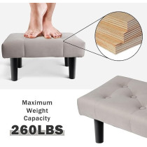 Raj Furniture Small Footstool Ottoman, Velvet Soft Footrest Ottoman With Wood Legs, Sofa Footrest Extra Seating For Living Room Entryway Office, Grey