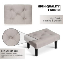 Raj Furniture Small Footstool Ottoman, Velvet Soft Footrest Ottoman With Wood Legs, Sofa Footrest Extra Seating For Living Room Entryway Office, Grey