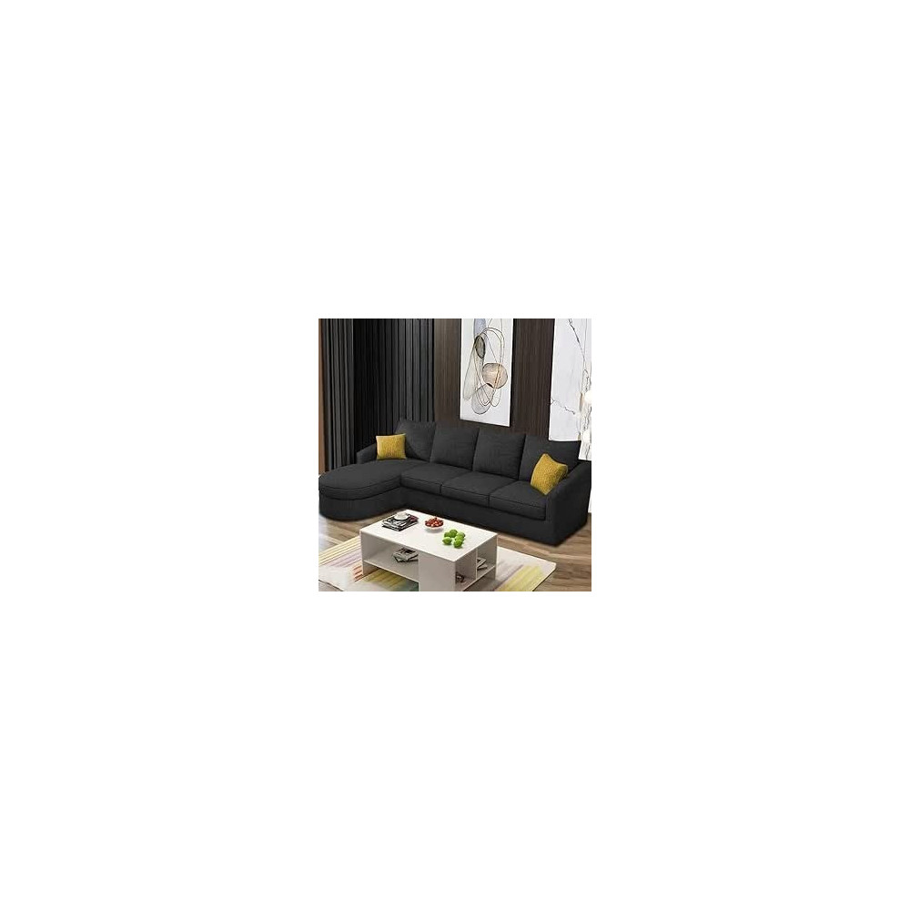 Ripple Furniture Sumptuous Serenity: The Round Lounger L-Shape 6 Seater Sofa Set For Your Living Room (LHS), Black