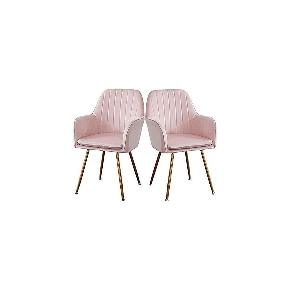 Binzii Dining Chairs Set For Dining Kitchen Or Shop, Kitchen Velvet Dining Chair Set Of 2 Kitchen Dining Room Chair Living Room High Back Armchair With Metal Legs Velvet Seat, Pink